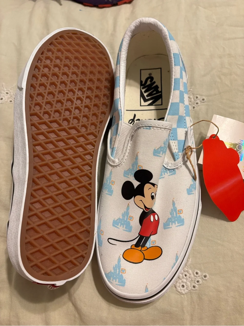 Disney Kids Mickey Mouse Slip-On Sneakers - White/Blue/Red/Yellow